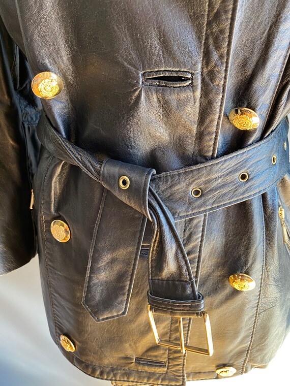 90s Leatherjacket Double-breasted Gold 