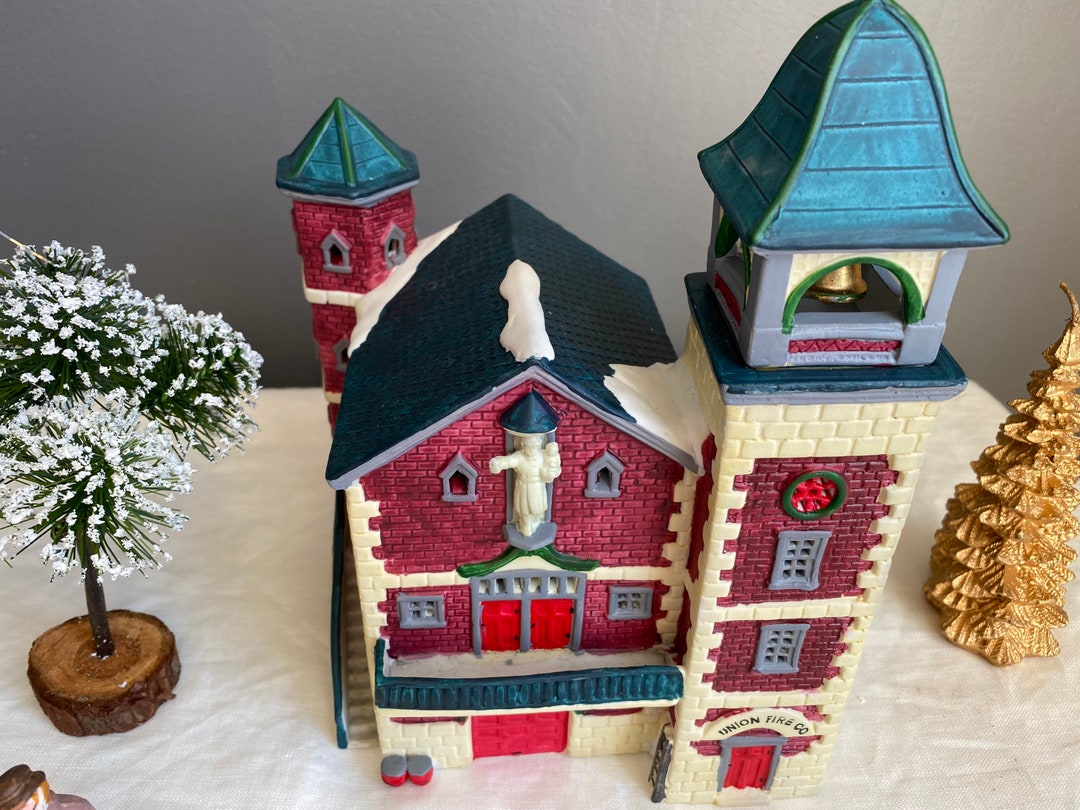 Christmas Fire Station Village House Lighted House Fire Etsy