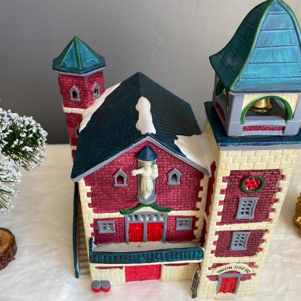 Christmas Village Fire Station Etsy