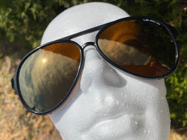 Vintage Bolle Sport Aviator Sunglasses Side Leather Shields Etsy