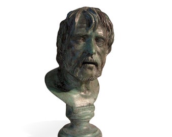 Cabeza de Séneca en bronce – Réplica romana de Herculano – Hecha a mano en Italia, reproducción de museo