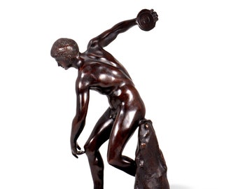 Discobolus in Bronze with Marble Base - 14.9 inch, made in Italy