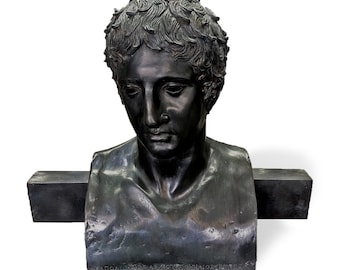 Herm of Doryphorus bronze bust - 22.4 inch, made in Italy