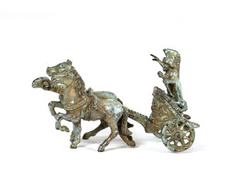Miniatura de Carro Romano em Bronze – Feito à Mão na Itália – Réplica da Roma Antiga, Reprodução de Museu