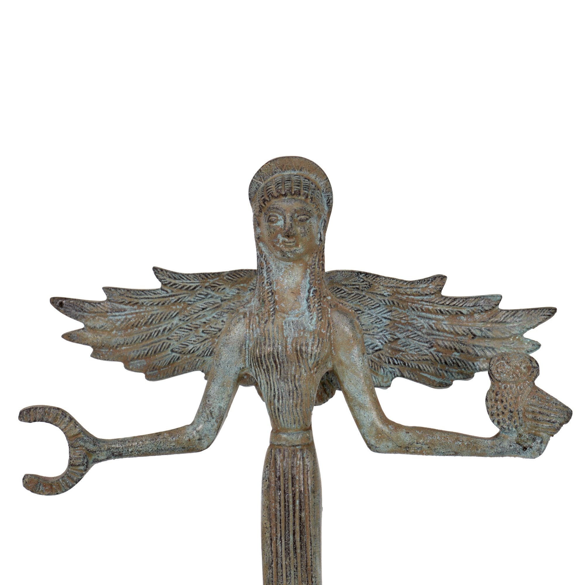 ニケの翼を持つ勝利の女神ブロンズ像 – 11.4インチ、大理石の台座付き