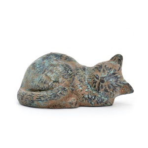 Statuette en bronze du chat endormi de Pompéi - Faite à la main en Italie - Sculpture de style ancien