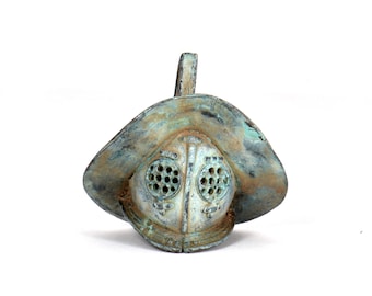 Thracian Gladiator Helmet Bronze Statuette – Handmade in Italy – Roman History Collectible