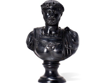 Bronze Bust Emperor Hadrian - Bronze reproduction, H 10" x W 6,3" x D 7,5" handmade in Italy