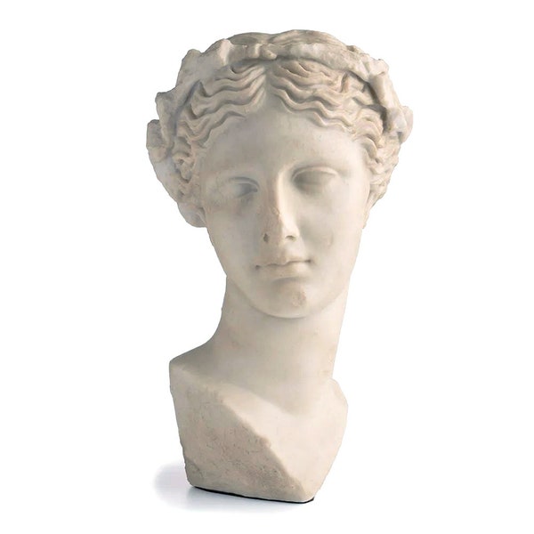 Thalia (Talia) Muse der Komödie - Marmorkopf h 11,9 Zoll (38cm) - Hand patinierte Statue, Carrara Marmorguss, Musei Vatikani, Made in Italy