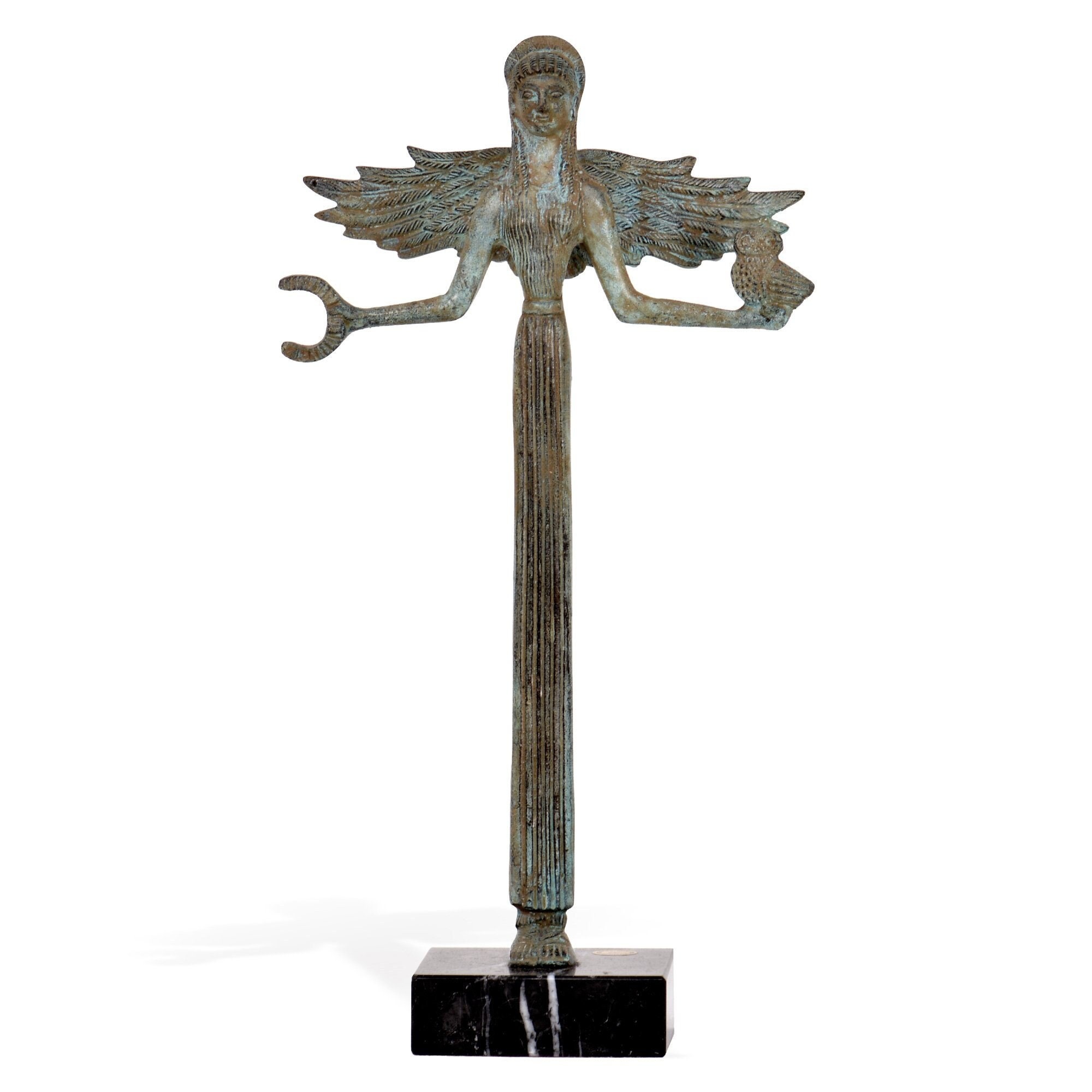 The Winged Victory Nike h 11,4 inch (29cm) Green Bronze - With Marble base, Bronze reproduction, Greek Mythology, Made in Italy, Gift Idea