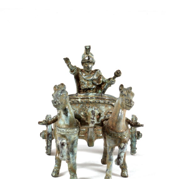 ローマ戦車ブロンズミニチュア – イタリア製ハンドメイド – 古代ローマ