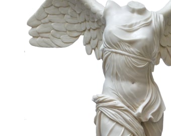 Winged Victory Nike of Samothrace, Greek Goddess h 27,5 inch (70cm) - Hand patinated statue, Carrara marble cast, Made in Italy, Gift Idea