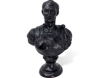 Buste de Jules César en bronze - Sculpture d'empereur romain de 24 po. - Fait main en Italie, reproduction de musée
