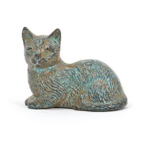 Estatuilla de bronce del gato agazapado de Pompeya – Hecha a mano en Italia – Figura de estilo antiguo