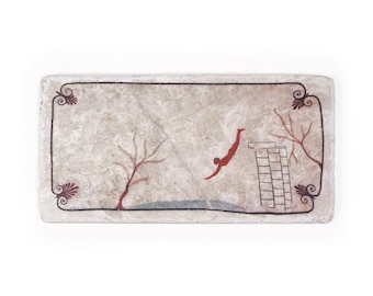 Botticino Marble Tile, Tomb of the Diver Fresco Reproduction, Made in Italy