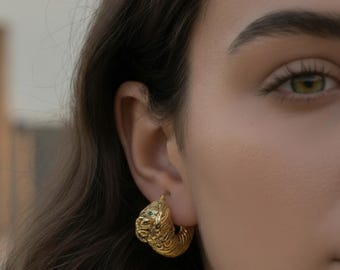 Protome Leonina Earrings – 18K Gold-Plated Sterling Silver – Handmade in Italy