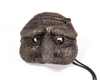 Pulcinella Mask in Lava Stone - Neapolitan craftsmanship, Hand painted, Gift Idea