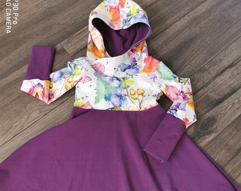 Girls Hooded Dress Grow With Me 12m-3T