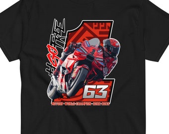 Pecco 63 Weltmeister 2023 Desmo-Fahrer, GP-Rennfahrer, Illustration Klassisches Herren-T-Shirt