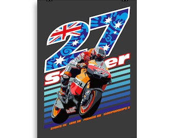 "Moto Heroes Series, #27 Casey Stoner ""GP Champion"" aus Down Under , Premium Poster."
