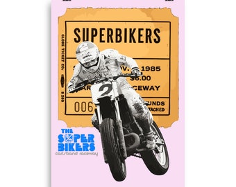 Les Superbikers classiques chez Carlsband California, Courses rétro, Supermotard, Décoration d'intérieur, Décoration de garage, Poster