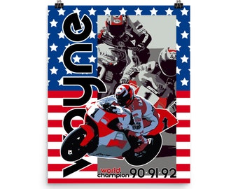 Serie Moto Heroes, campeón mundial Wayne Rainey Póster