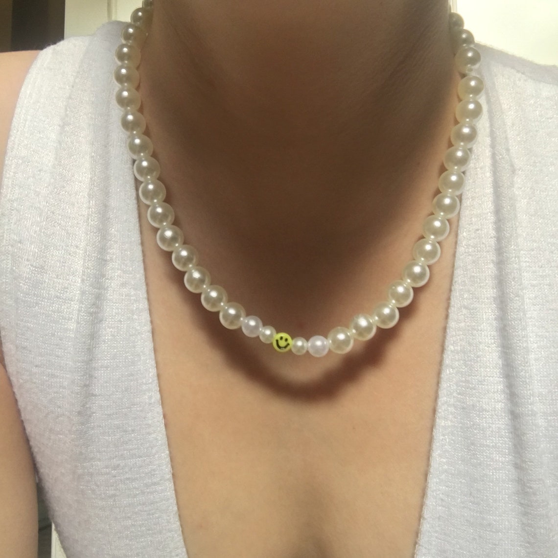 beaded smiley necklace