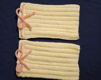 Handmade Crochet Leg Warmers with Tie Detail – Acrylic Yarn