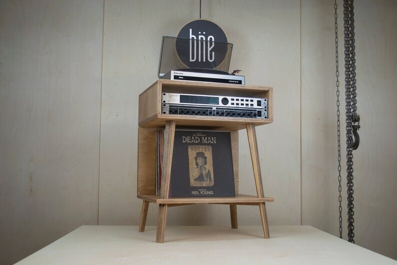 SMALL JO // Retro Turntable Stand with shelf for an amplifier - retro/60s/mid-century inspired birch plywood furniture 