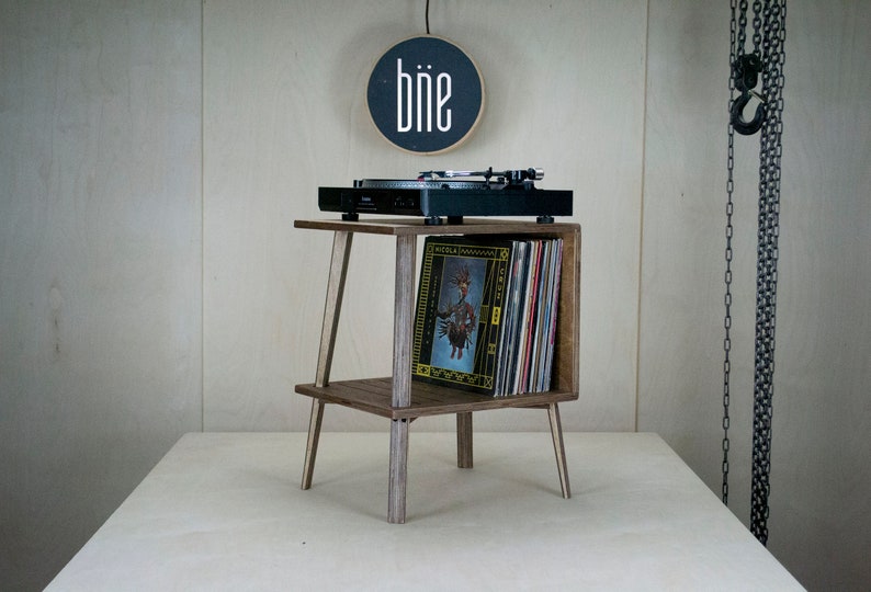 MADELEINE // Small Modern Record Player Stand / Vinyl Storage / Records Display - Scandinavian, minimal  handmade birch plywood furniture 