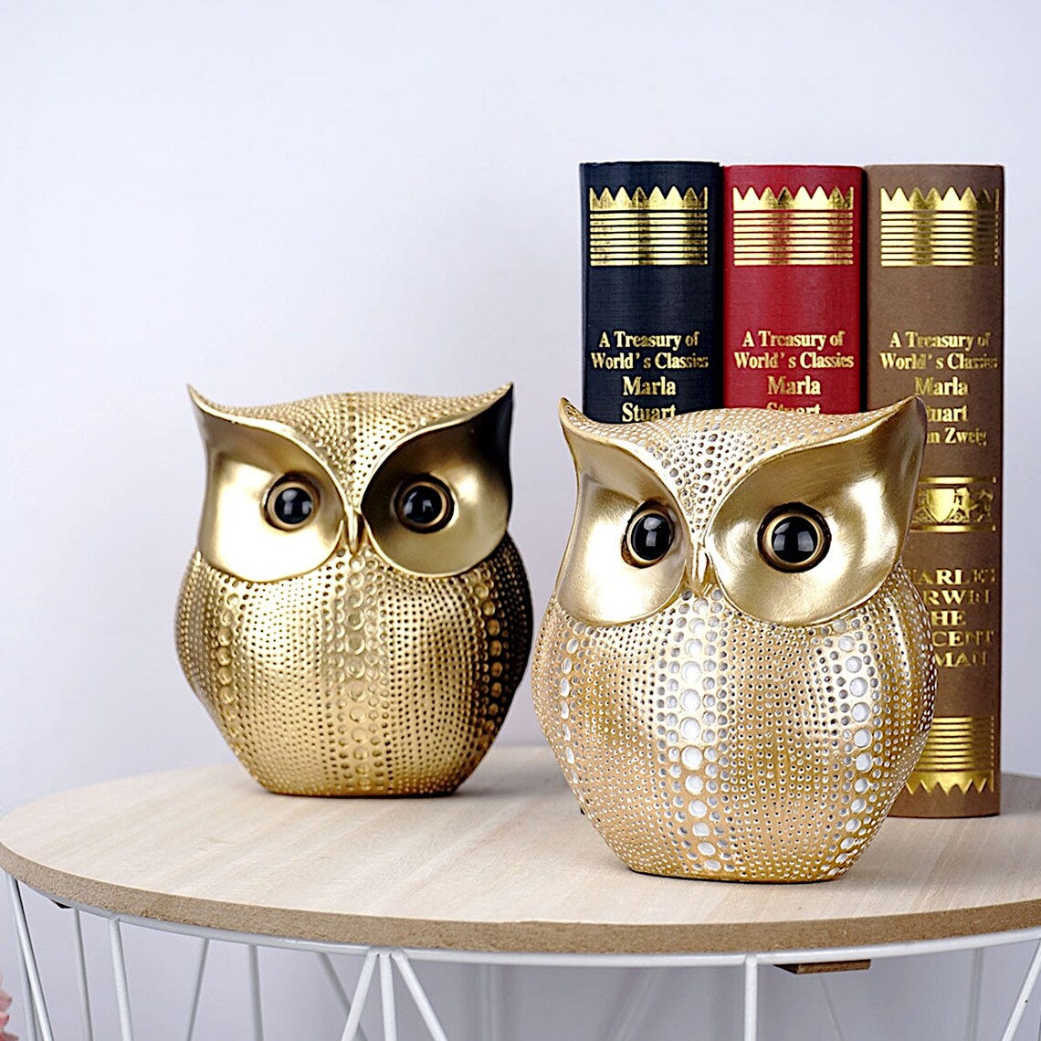 Golden Owl Sculpture / Statue / Home Decor / Feng Shui Decor / Etsy
