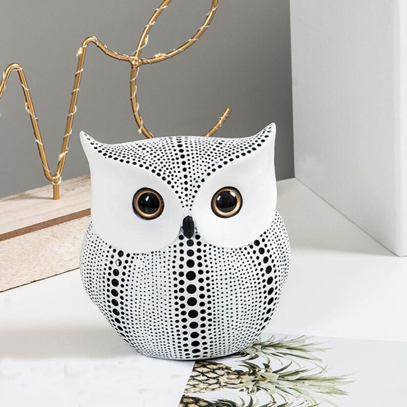 Black & White Owl Sculpture / Statue / Home Decor / Feng Shui Etsy