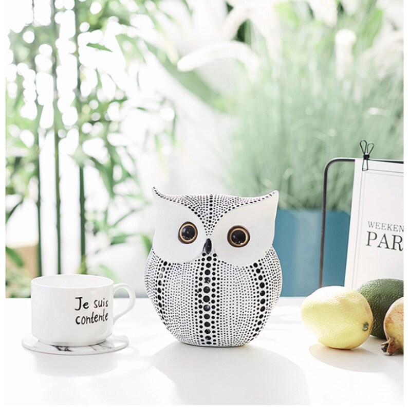 Black & White Owl Sculpture / Statue / Home Decor / Feng Shui Etsy