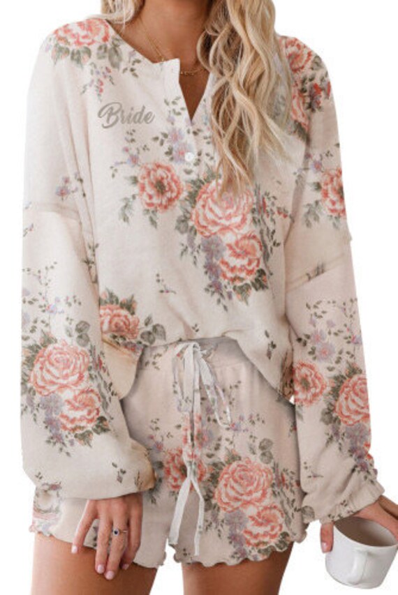 Floral Rose Print Pajama Set | Etsy