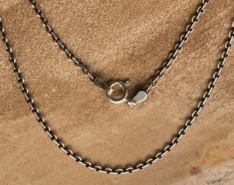 Oxidized anchor style sterling silver chain necklace for men's and woman's, 16'', 18'', 20'', 22'', 24''