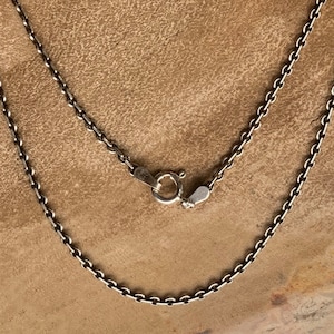 Oxidized anchor style sterling silver chain necklace for men&#39;s and woman&#39;s, 16&#39;&#39;, 18&#39;&#39;, 20&#39;&#39;, 22&#39;&#39;, 24&#39;&#39;