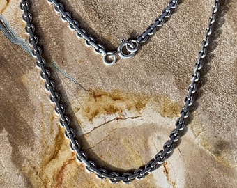 Oxidized sterling silver chain, for a man, medium size, anchor style