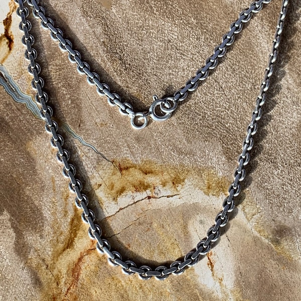 Oxidized sterling silver chain, for a man, medium size, anchor style