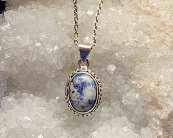 Sodalite pendant set with sterling silver stone from Mont Saint-Hilaire, Quebec, Canada