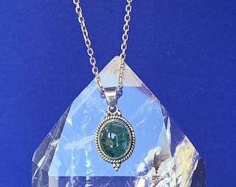 Blue indigolite tourmaline set with sterling silver natural gemstone