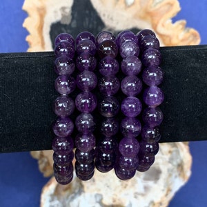 Natural Amethyst bracelet 8 mm AA quality on stretch cord for man&#39;s or woman&#39;s