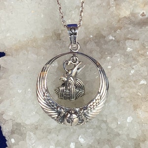 Silver scarab and Horus pendant made with sterling silver, round Egyptian charm