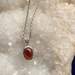 Garnet pendant set with sterling silver, natural gemstone, simple setting