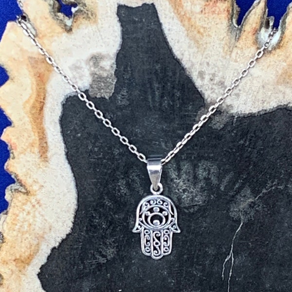 Silver hand pendant, protection, Hamsa, Fatma hand made with sterling silver