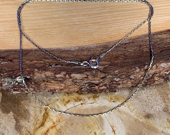Oxidized sterling silver chain necklace 16'', 18'', 20'', 22'', 24'', 0.7 mm in diameter, thin chain
