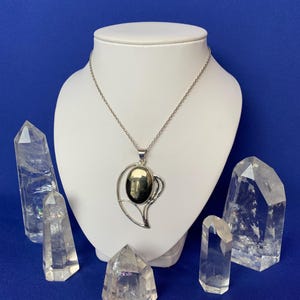 Pyrite and sterling silver pendant, leaf shape design image 2