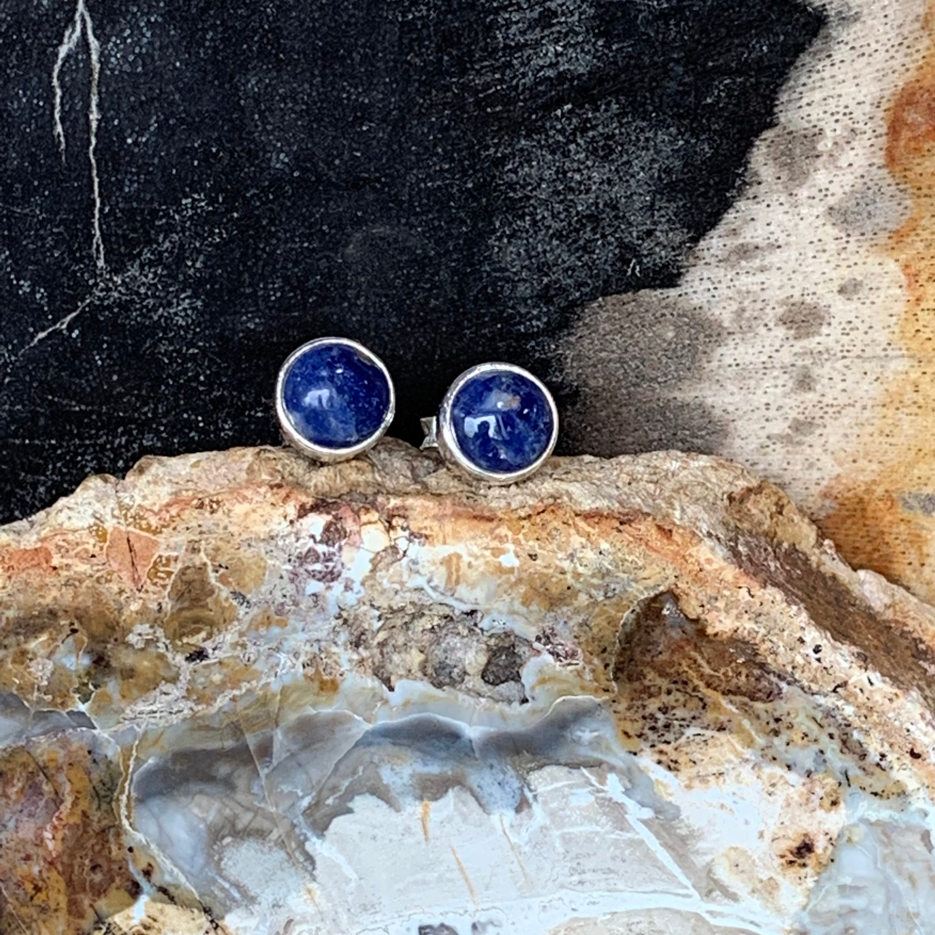 Bancroft Sodalite Earring Made With Sterling Silver Round Etsy UK