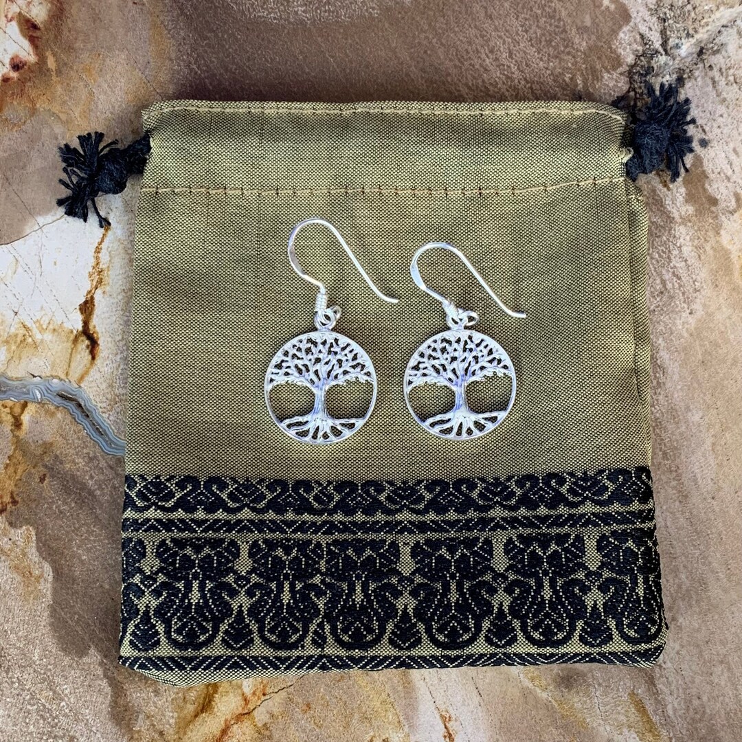 Oorbellen hangers 'Tree of Life'- echt zilver