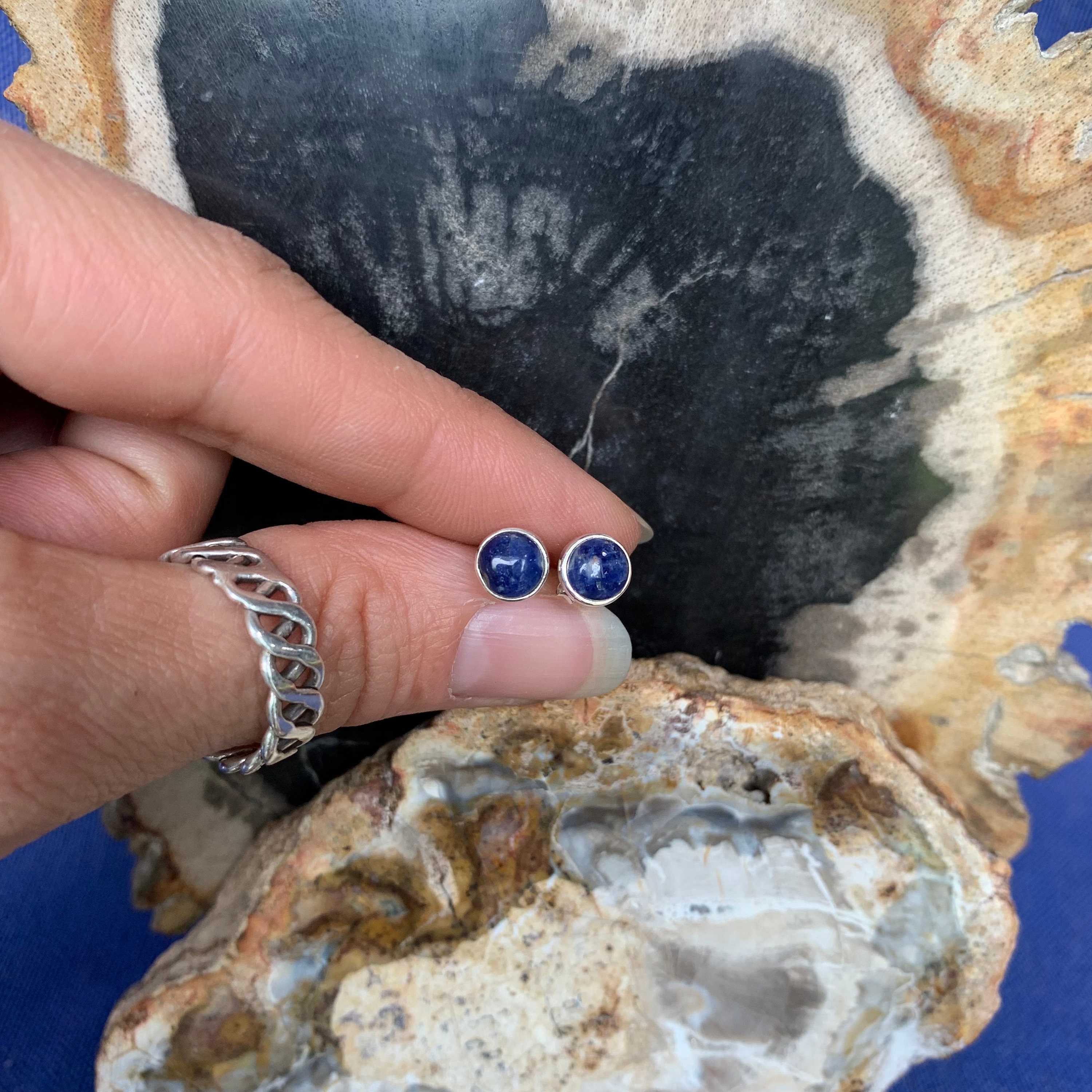 Bancroft Sodalite Earring Made With Sterling Silver Round Etsy UK