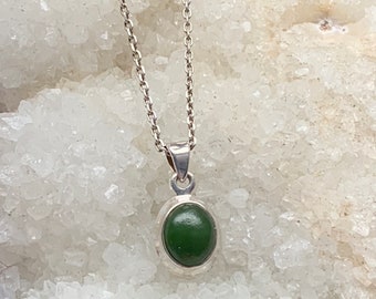 Jade pendant set with sterling silver natural stone from British Colombia in Canada